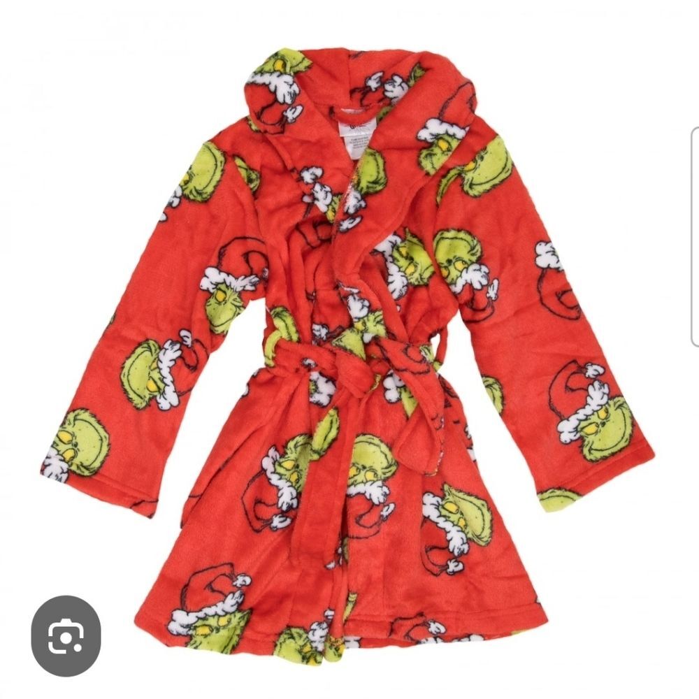 NWT Dr. Suess Child's Red & Green Grinch Robe Size 6